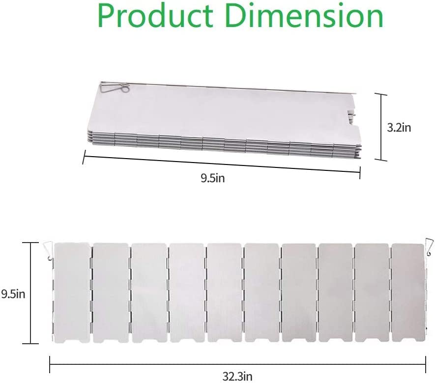 Stove Windscreen, 10 Plates Stove Windshield, Folding Aluminum Camping Burner Windshield, Lightweight Compact Folding Camp Stove Windscreen with Drawstring Bag, for Camping Stoves and Butane Stoves