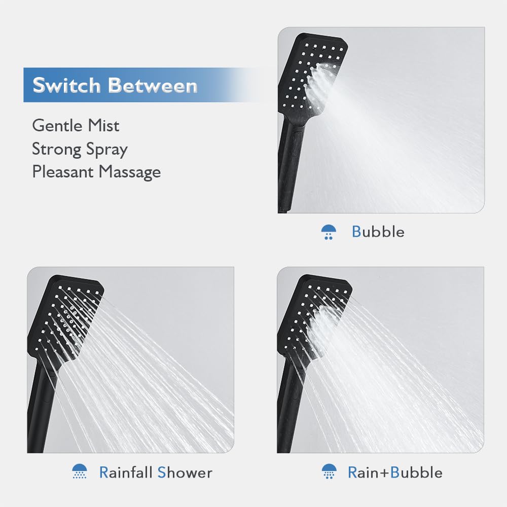 8-Inch Square Black Twin-Hose Shower System