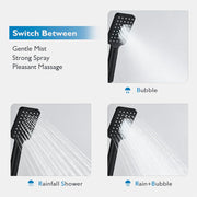 8-Inch Square Black Twin-Hose Shower System