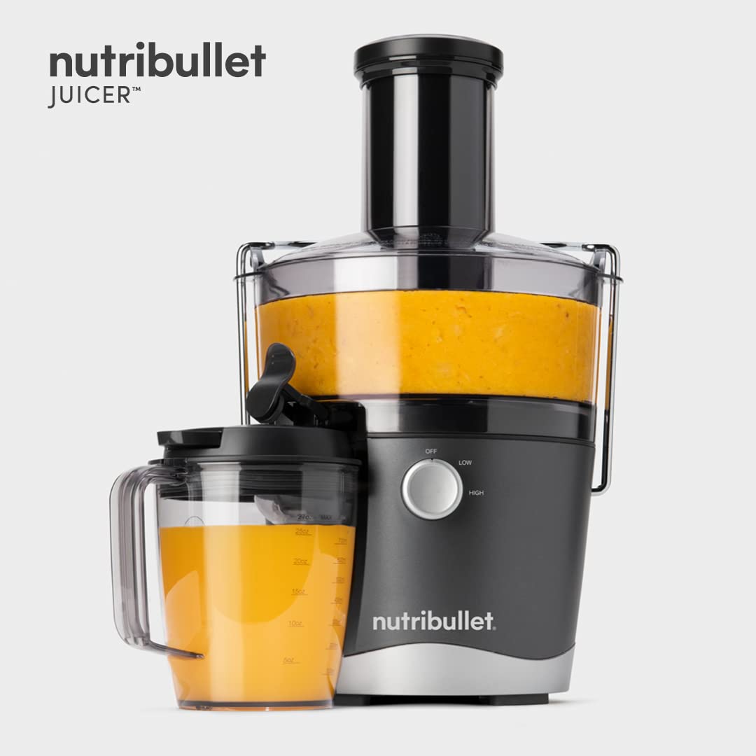 NutriBullet Juicer, Dark Grey, Juicer, High Speed Centrifugal Juicer with 800w Motor, Two Speeds, 1.5L Pulp Basin, 800ml Juice Container (NBJ07100)
