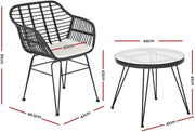3-Piece Grey Outdoor Bistro Set