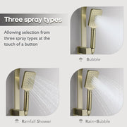 8-Inch Square Brushed-Gold Twin Shower Rail Set
