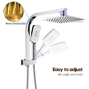 8-Inch Square Twin Shower Rail Set – Chrome or Black