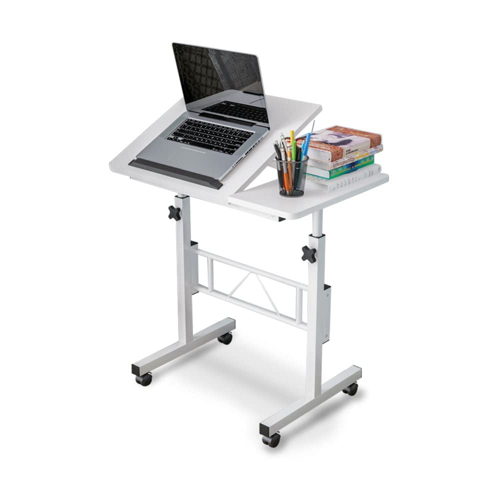 Grey Adjustable Mobile Laptop Desk with Tilting Top