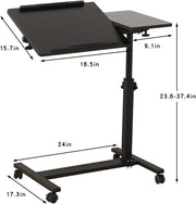 Black Adjustable Rolling Overbed & Sofa-Side Table