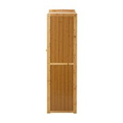 7-Tier Shoe Cabinet with 3 Rattan-Style Doors & Open Lower Shelf