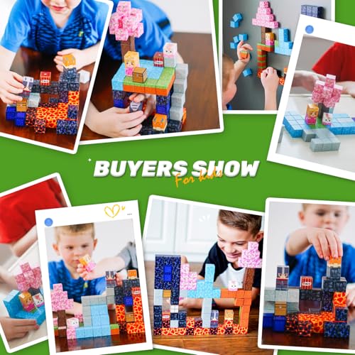 Magnetic Blocks - Build Mine Magnet World Magic Portal Set, Magnetic Tiles Building Blocks Toddler Toys STEM Sensory Outdoor Toys for 3+ Year Old Boys & Girls, Creative Kids Games Kids Toys