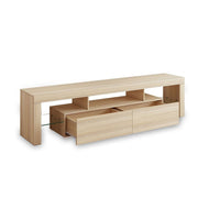 200 cm Oak TV Cabinet with 2 Drawers & Open Shelf
