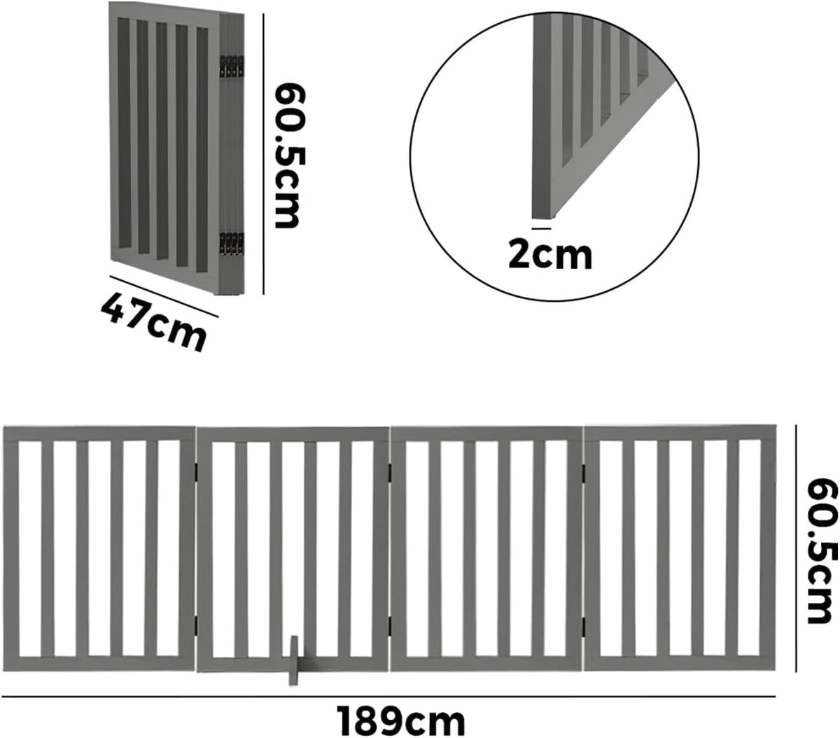 Freestanding Foldable MDF Pet Gate – 3 Sizes, White or Grey