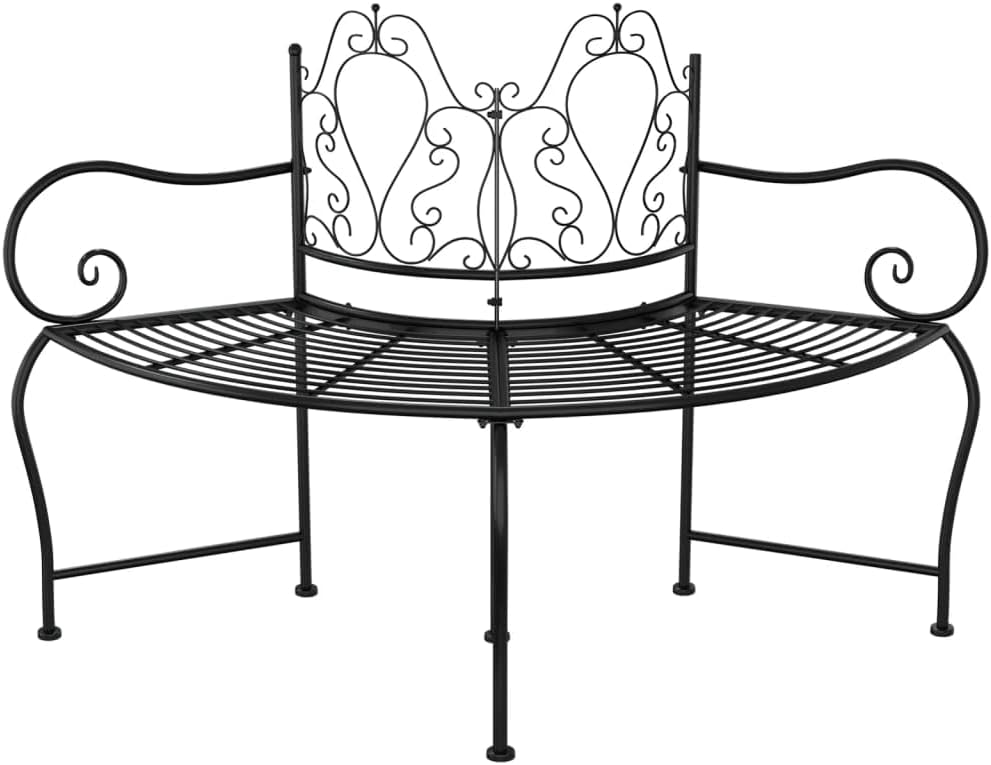 150 cm Black Steel Wraparound Tree Bench