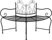 150 cm Black Steel Wraparound Tree Bench