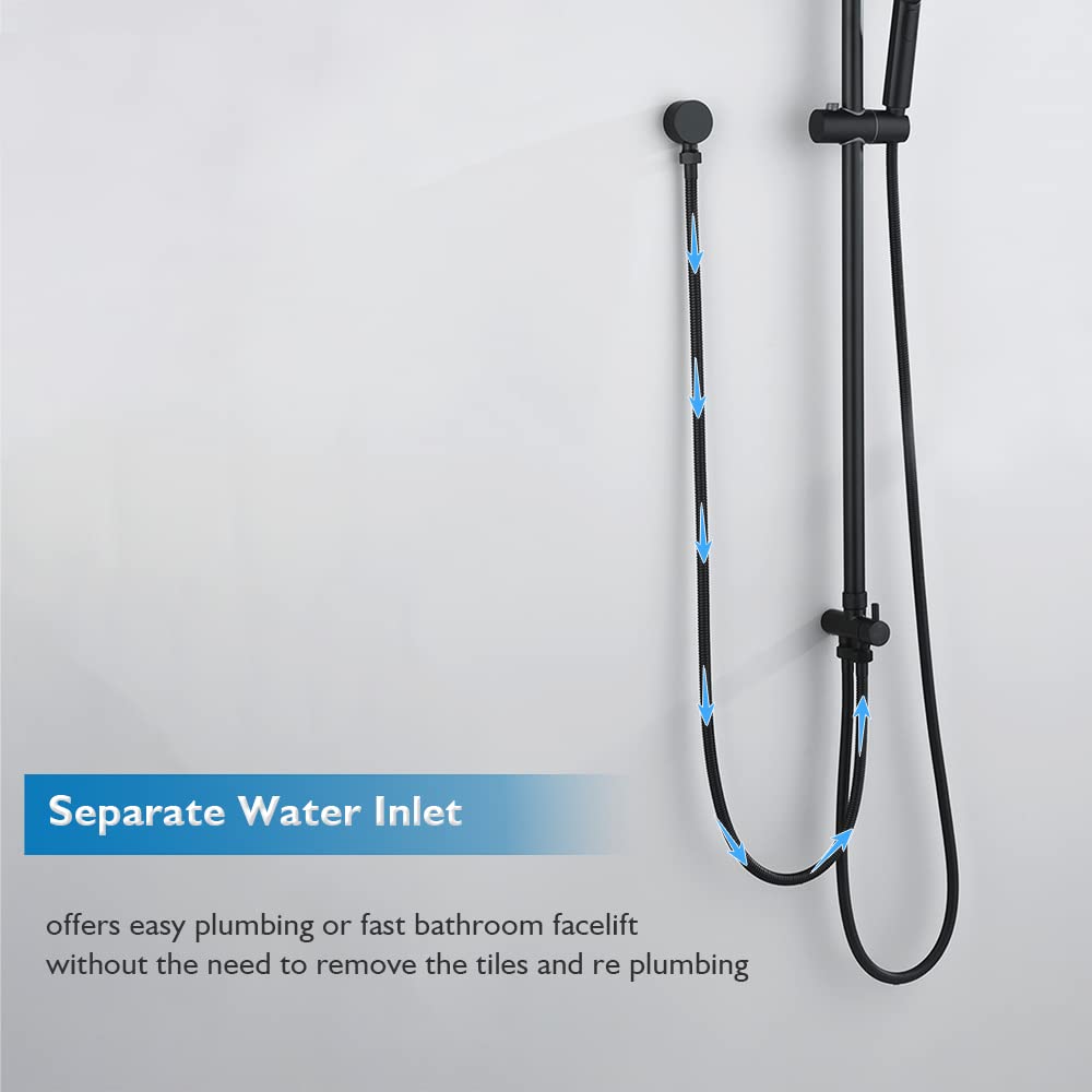 9-Inch Round Black Twin-Hose Shower System