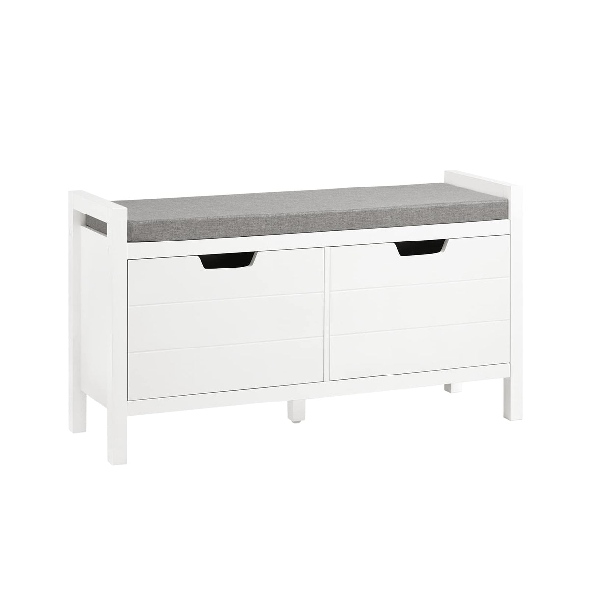 91 cm White Shoe Storage Bench with Removable Cushion