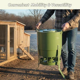 Chicken feeder in use