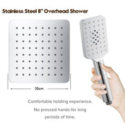 8-Inch Square Twin Shower Rail Set – Chrome or Black