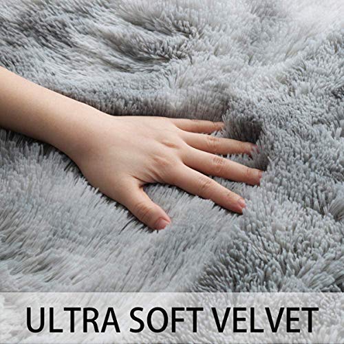 Super Soft Indoor Modern Shag Area Silky Smooth Fur Rugs Fluffy Rugs Anti-Skid Shaggy Area Rug Dining Room Home Bedroom Carpet Floor(Grey White, 120x160cm）