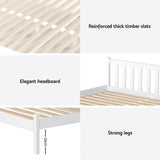Artiss Bed Frame Single Size with 2 Storage Drawer, White Platform Bed Base with Headboard, Solid Pine Wooden Single bedframe, 180kg Capacity Timber Platform Bed Frame for Guest Room, Easy Assemble