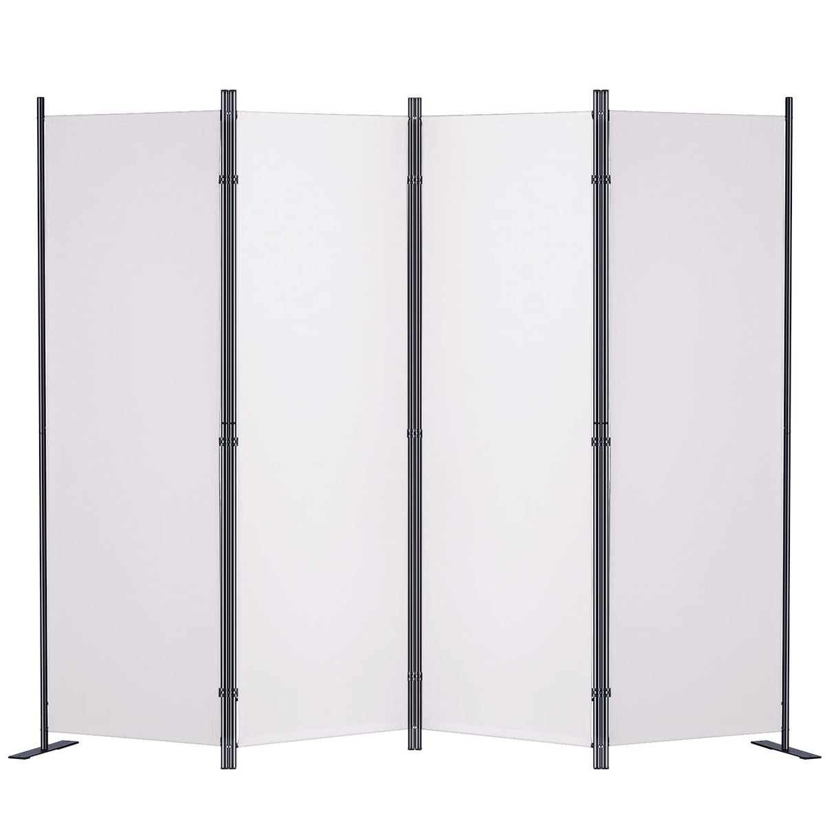 White 4-Panel Coated-Fabric Room Divider – 224 × 171cm