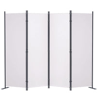 White 4-Panel Coated-Fabric Room Divider – 224 × 171cm