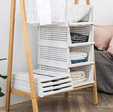 5Pack Plastic Storage Boxes, Foldable Drawer Boxes, Stackable Wardrobe Organiser, Shelf Storage Box, Shelf Baskets, Wardrobe, Stacking Drawers, Storage Boxes, for Kitchen, Bedroom