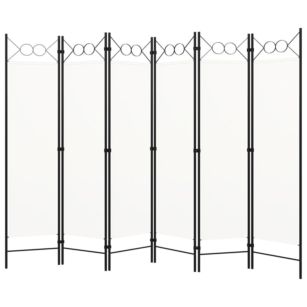 Cream 6-Panel Fabric Room Divider – 240 × 180cm