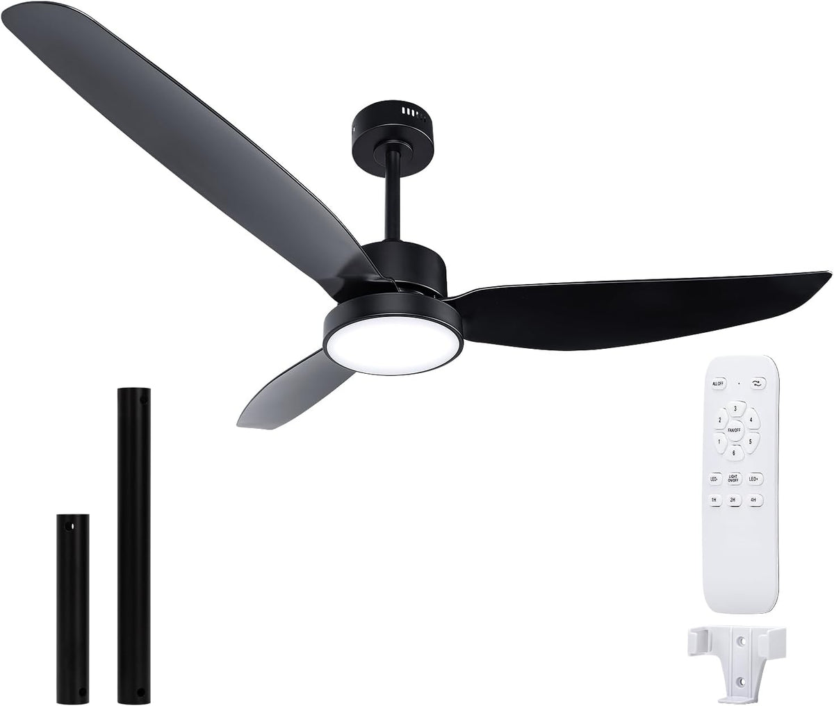 52 Inch Ceiling Fan with Light and Remote, Flush Mount Quiet Ceiling Fan with Dc Motor, Reversible Blades 6 Speeds 3 Colors Dimmable LED Ceiling Fan light for Living Room (220V-240V, 50Hz)