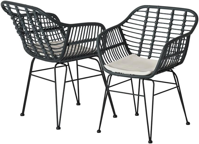 Gardeon 3pcs Patio Bistro Set, Outdoor Dining Chairs and Table Setting Patio Deck Chair Lounge Garden Furniture Seating Backyard Indoor, Water-Resistant All Weather with Ventilated Backrest Grey