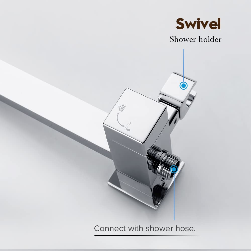 8-Inch Square Twin Shower Rail Set – Chrome or Black