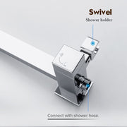 8-Inch Square Twin Shower Rail Set – Chrome or Black