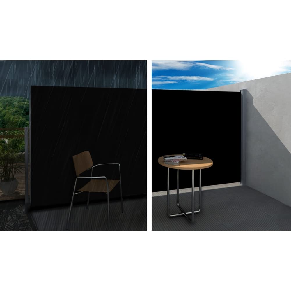 2 × 3m Retractable Outdoor Side Awning – Black