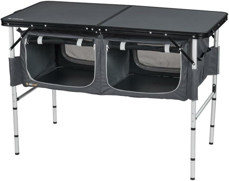 OZtrail Folding Table with Storage, Black/Silver
