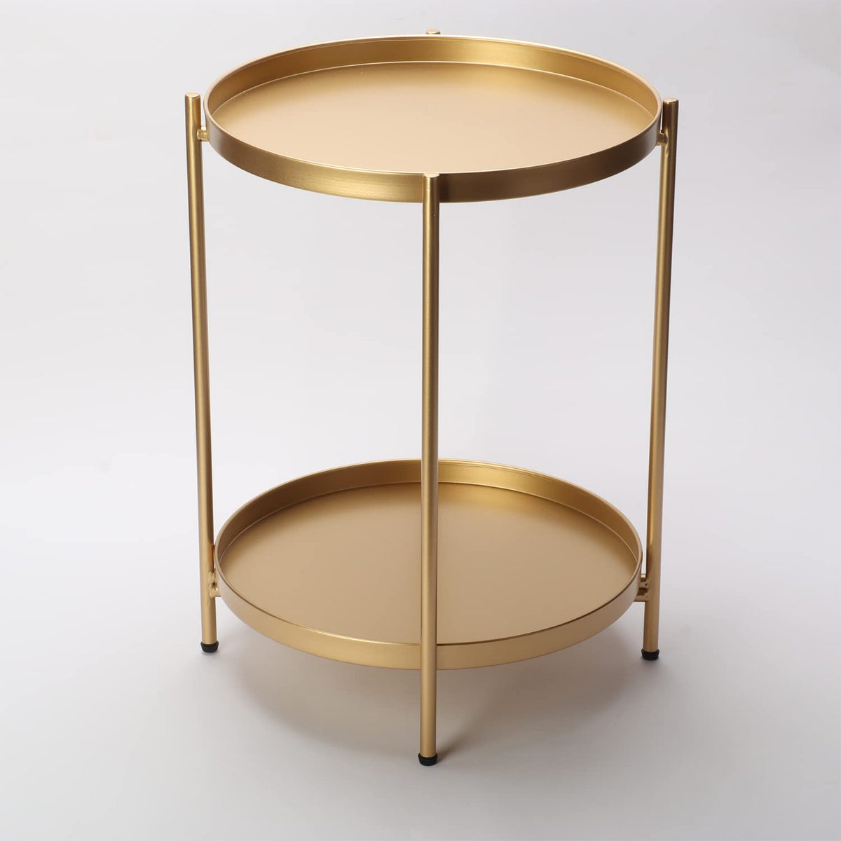 Gold 2-Tier Round Metal Side Table