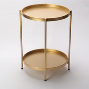 Gold 2-Tier Round Metal Side Table