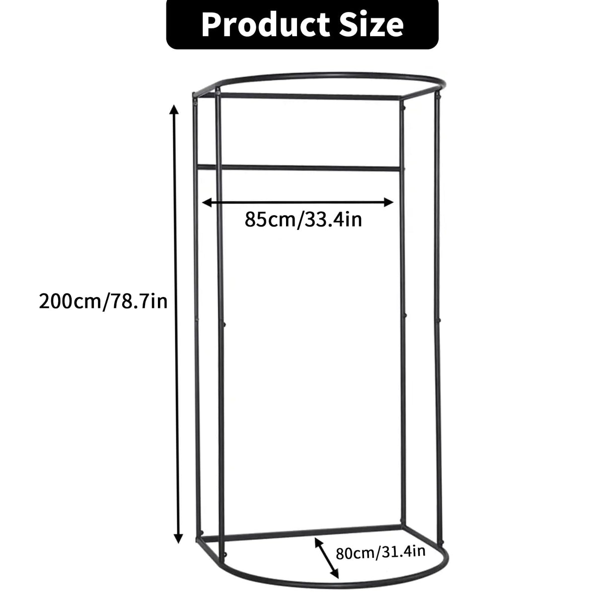 Movable Fitting Room, Portable Dressing Room Frame with Curtain and Hook,Temporary Privacy Space,Changing Room for Clothing Stores,Offices,Studios(35×32×79inch (Black, 100cm×95cm×200cm)