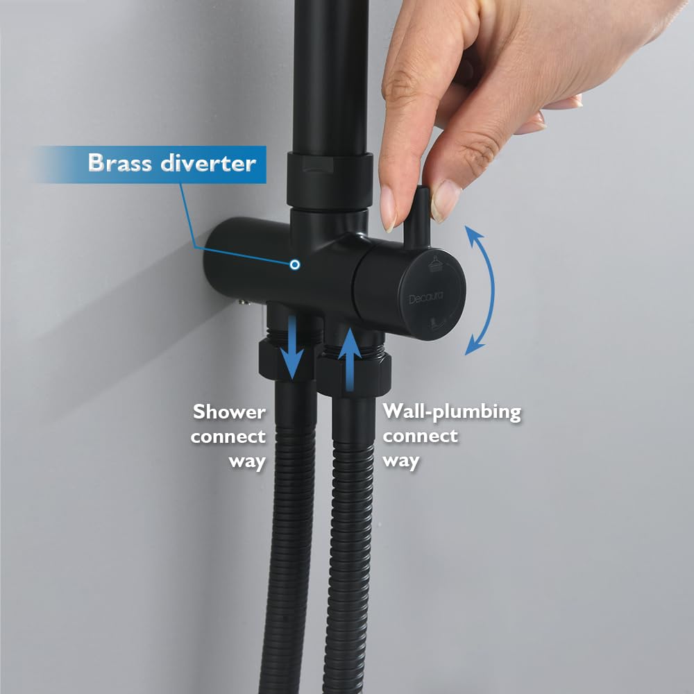 9-Inch Round Black Twin-Hose Shower System