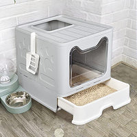Extra-Large Enclosed Cat Litter Box with Drawer & Scoop