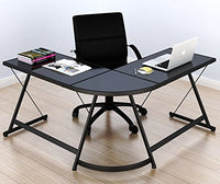 Black L-Shaped Glass Computer & Gaming Desk