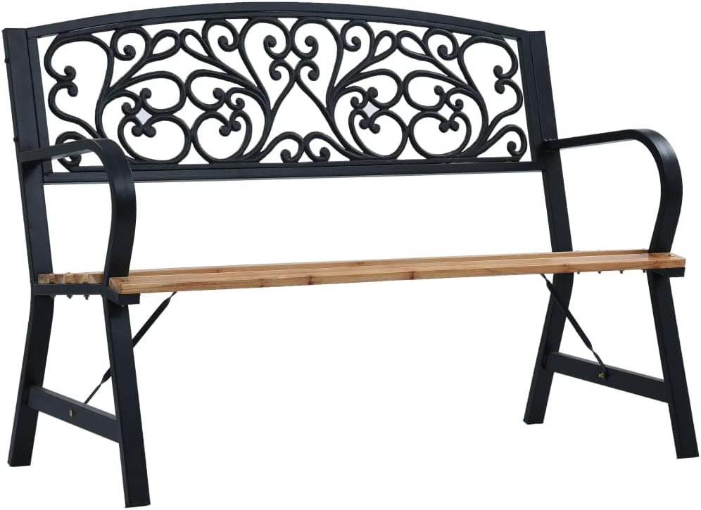 120 cm Wood & Metal Vintage Garden Bench – Up to 110 kg
