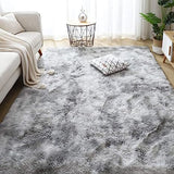 Super Soft Indoor Modern Shag Area Silky Smooth Fur Rugs Fluffy Rugs Anti-Skid Shaggy Area Rug Dining Room Home Bedroom Carpet Floor(Grey White, 120x160cm）