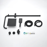 8-Inch Square Black Twin-Hose Shower System