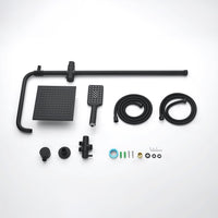 8-Inch Square Black Twin-Hose Shower System
