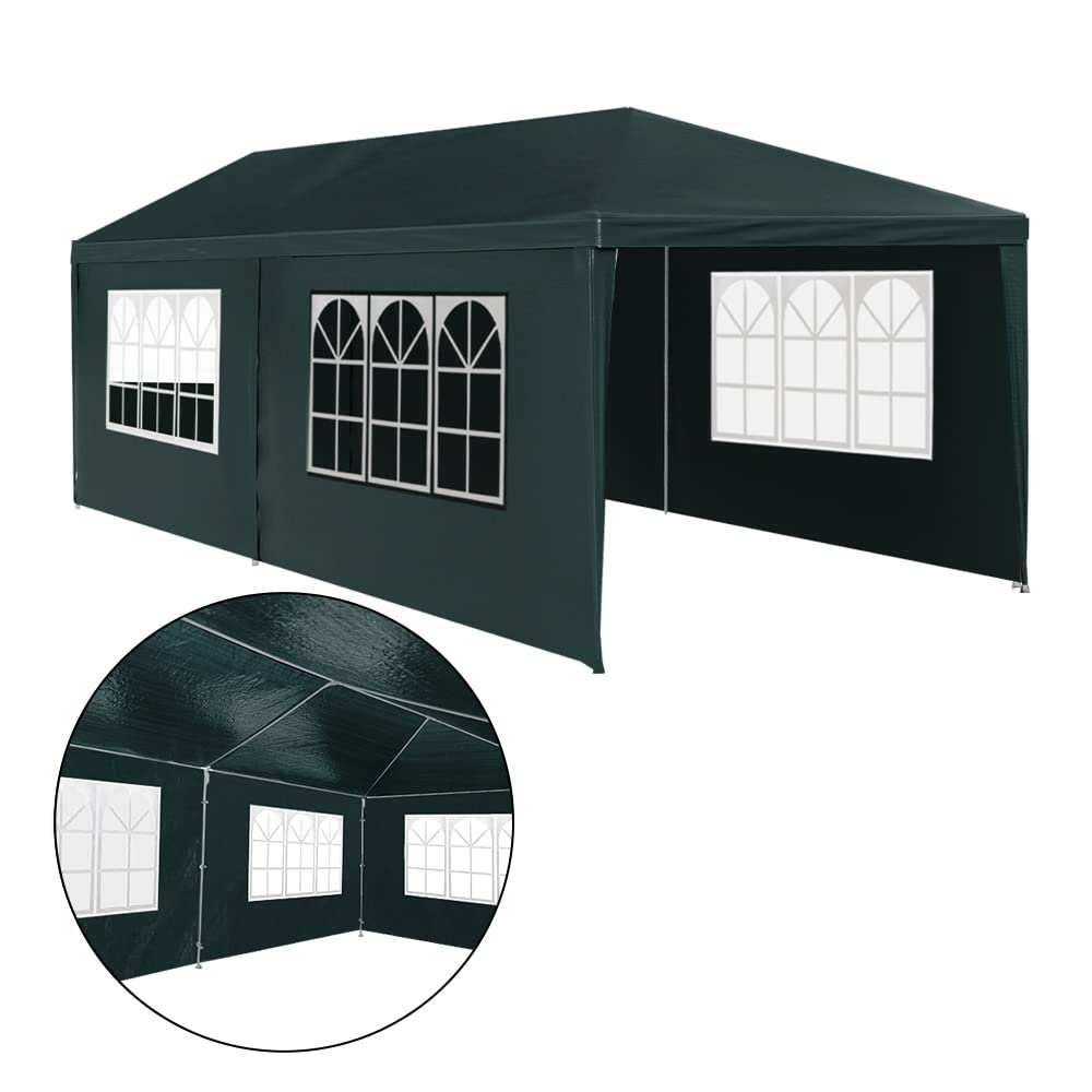 3 × 6 m Green Marquee Gazebo with 4 Window Walls