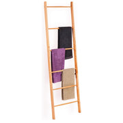 6-Rung Bamboo Leaning Ladder for Towels, Blankets & Quilts