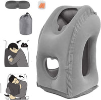 Inflatable 45° Forward-Lean Travel Pillow Set – Grey