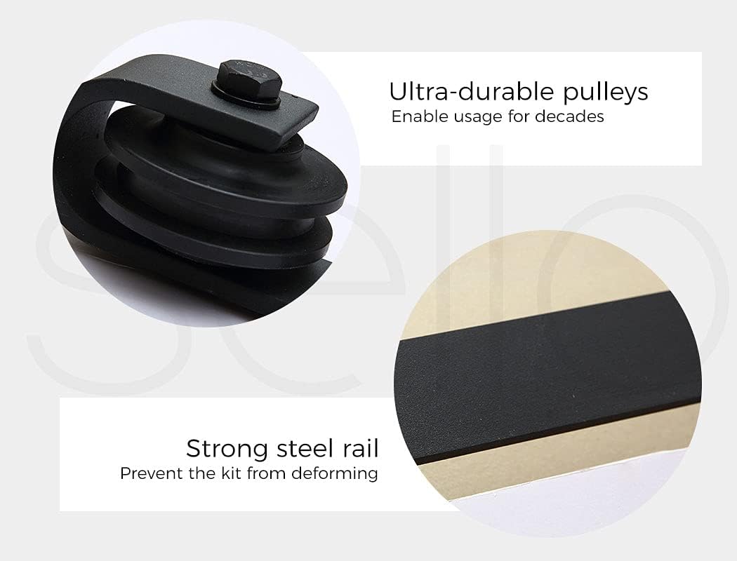 3.66 m Black Single Barn-Door Track & Roller Hardware Kit