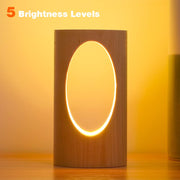 Compact Dimmable USB Wooden Bedside Lamp – Warm White