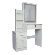 Dressing Table, Makeup Desk with Stool and Sliding Come with Storage and Drawer, Modern Design, White Makeup Table with Mirror and Chair, 3 Color and Brightness LED Mirror