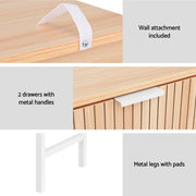 Natural Wood & White Console Table with Drawer
