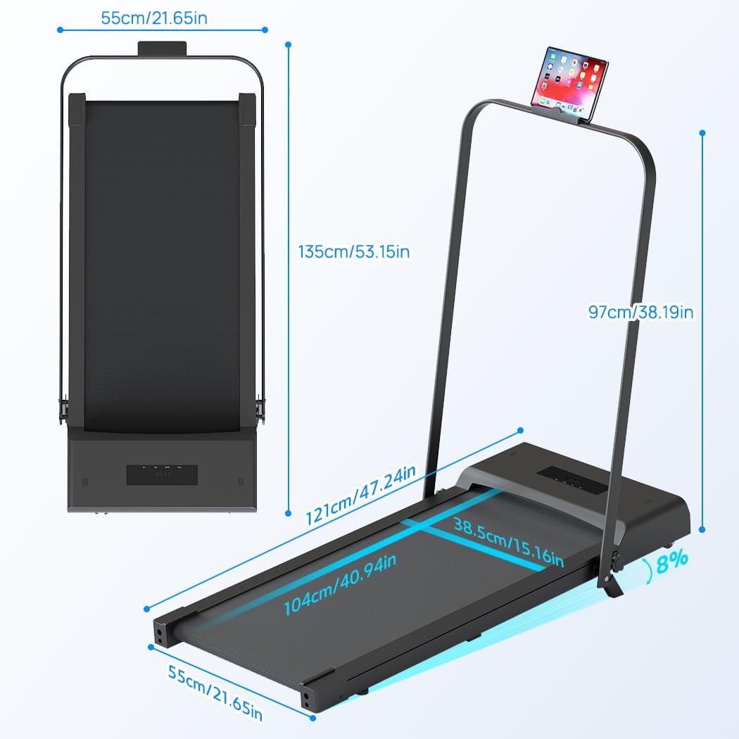 PORIYA Treadmill Electric Walking Pad Ultra Slim Foldable Walking Pad Adjustable Speed LED Display Portable Treadmill for Home Small Space Apartment Workout Black/Pink
