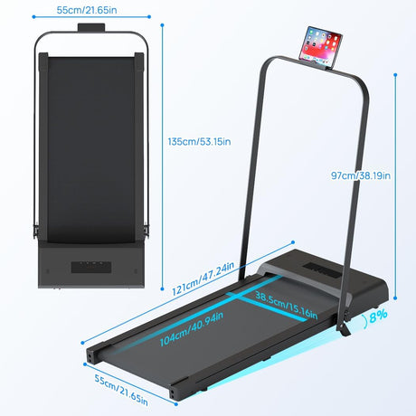 PORIYA Treadmill Electric Walking Pad Ultra Slim Foldable Walking Pad Adjustable Speed LED Display Portable Treadmill for Home Small Space Apartment Workout Black/Pink